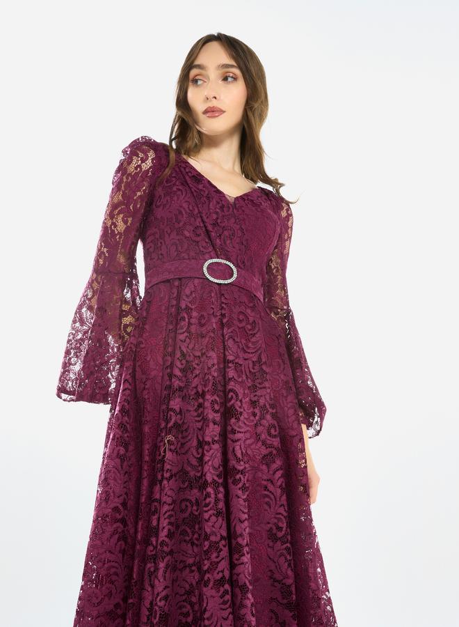 House of Moda Women Lace Flare Sleeve Midi Dress - Image 4